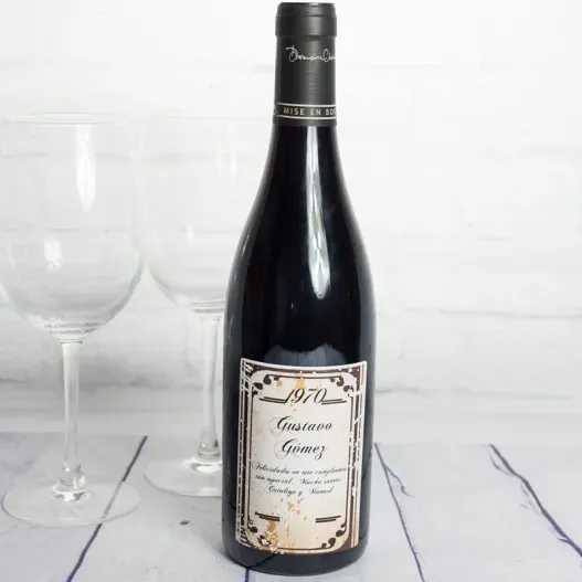 Botella de vino BIO con etiqueta vintage (Idea de regalo original)