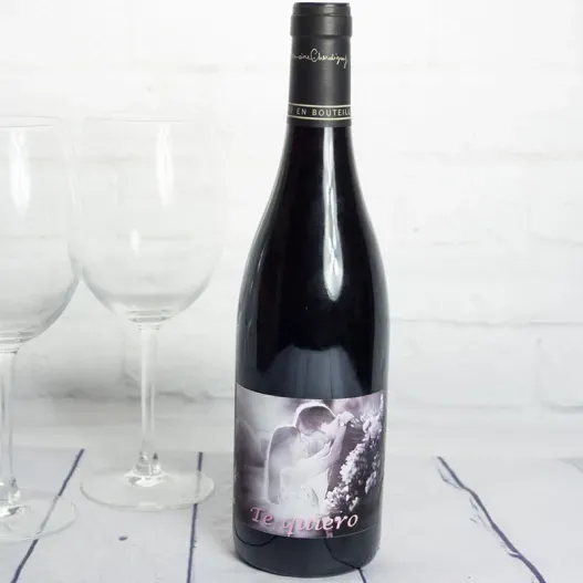 Botella de vino BIO personalizada con foto (Idea de regalo original)
