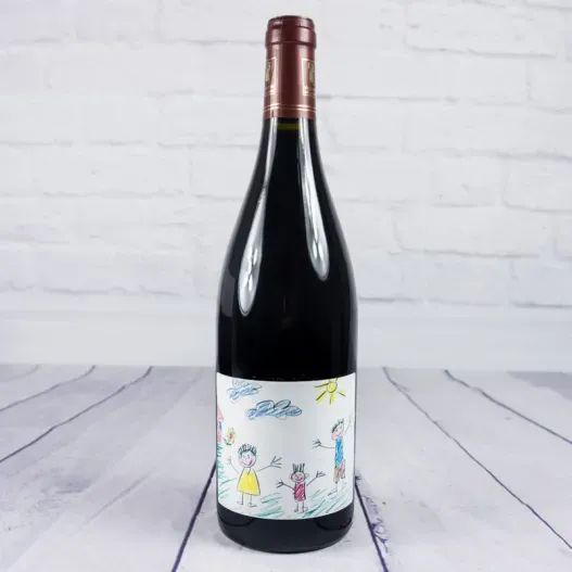 Botella de vino con el dibujo de tu hijo (Idea de regalo original)
