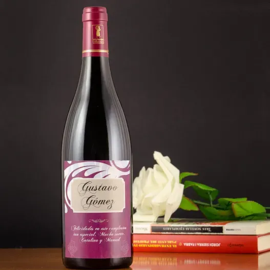 Botella de vino con etiqueta personalizada (Vista alternativa)