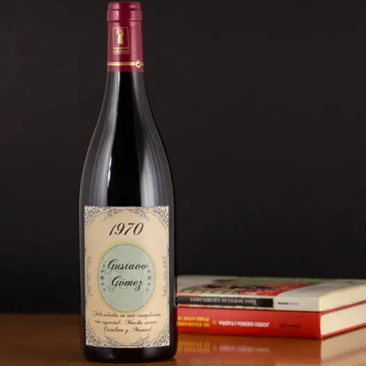Botella de vino cumplea&ntilde;os vintage (Vista alternativa)