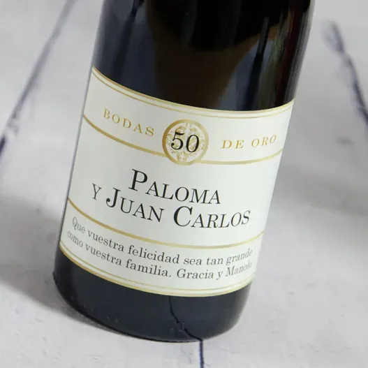 Botella de vino especial Bodas de Oro
