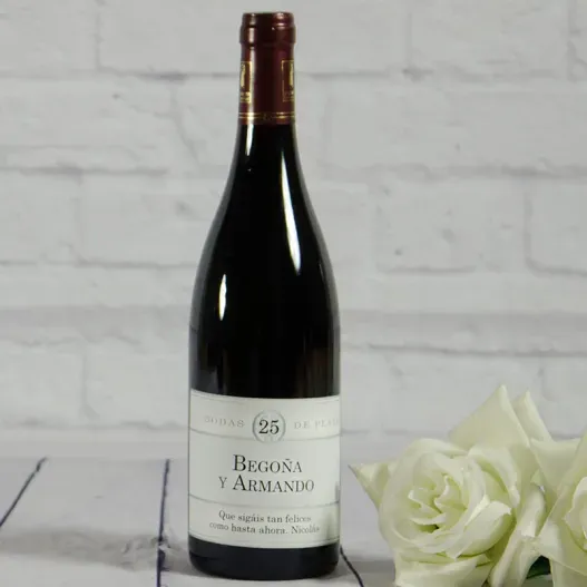 Botella de vino especial Bodas de Plata (Foto de catálogo)
