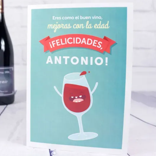 Botella de vino etiqueta Gran Reserva 'Cumplea&ntilde;os' (Vista alternativa)