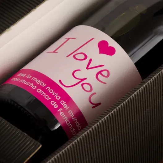 Botella de vino "I love you" (Idea de regalo original)