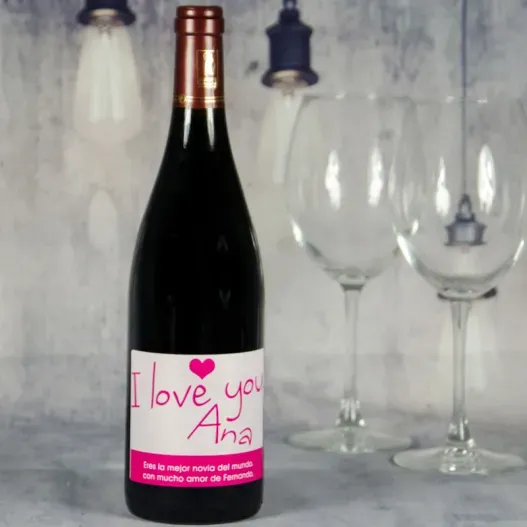 Botella de vino "I love you" (Vista alternativa)