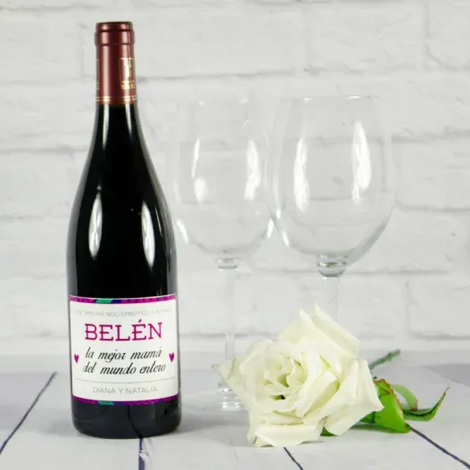Botella de vino la mejor mam&aacute; personalizada (Vista alternativa)