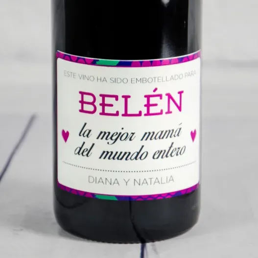 Botella de vino la mejor mam&aacute; personalizada