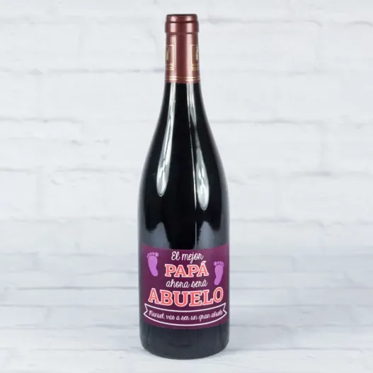 Botella de vino para abuelo personalizada (Vista alternativa)