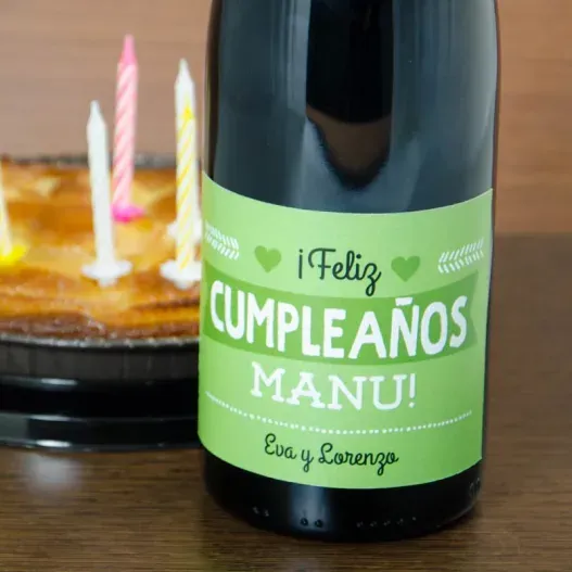 Botella de vino para cumplea&ntilde;os personalizada (Idea de regalo original)
