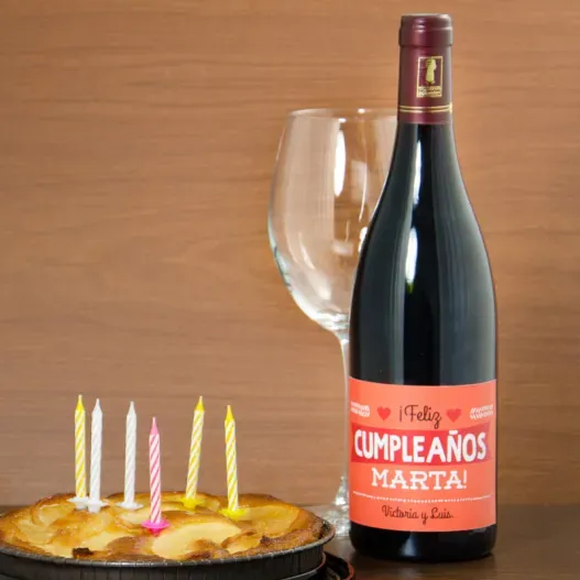 Botella de vino para cumplea&ntilde;os con nombre (Vista alternativa)