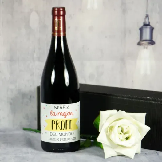 Botella de vino para el mejor profe personalizada (Vista alternativa)