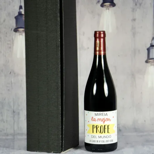 Botella de vino para el mejor profe personalizada (Idea de regalo original)