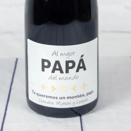 Botella de vino personalizada al mejor Pap&aacute; (Vista secundaria)