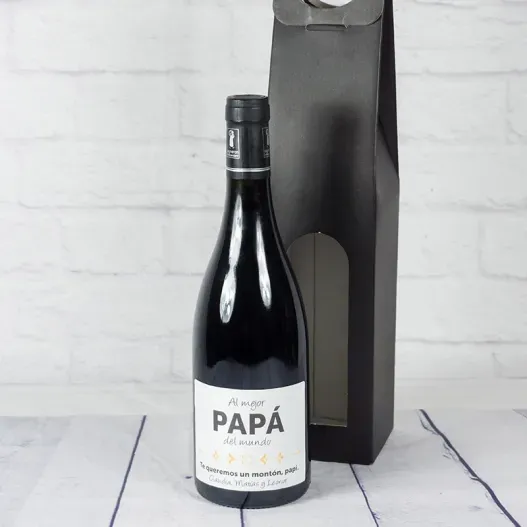 Botella de vino personalizada al mejor Pap&aacute; (Idea de regalo original)