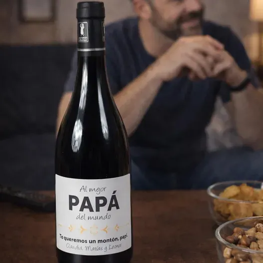 Botella de vino personalizada al mejor Pap&aacute;