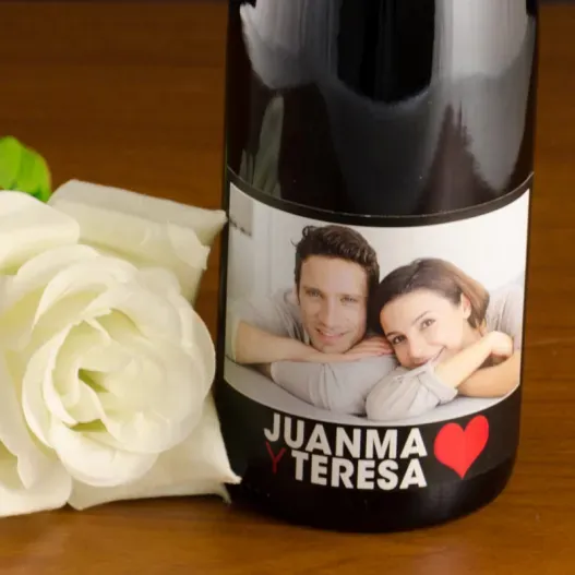 Botella de vino personalizada Amor con foto (Vista alternativa)