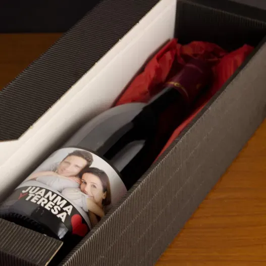 Botella de vino personalizada Amor con foto (Idea de regalo original)