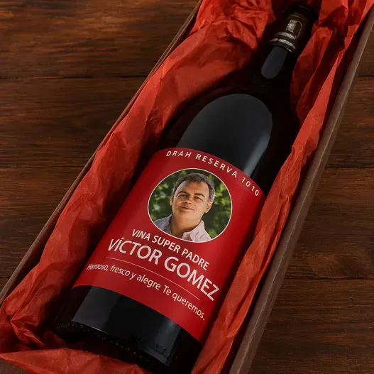 Botella de vino personalizada con tu foto (Vista alternativa)