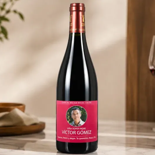 Botella de vino personalizada con tu foto
