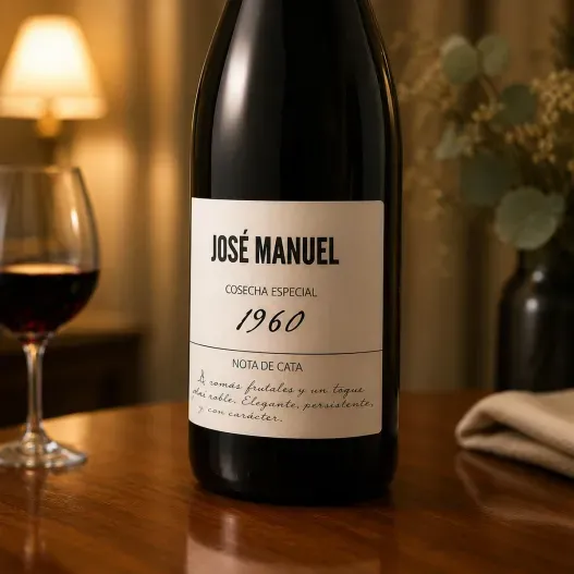 Botella de vino personalizada cosecha especial