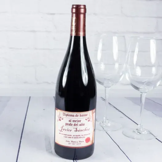 Botella de vino personalizada 'Diploma de honor' (Vista alternativa)