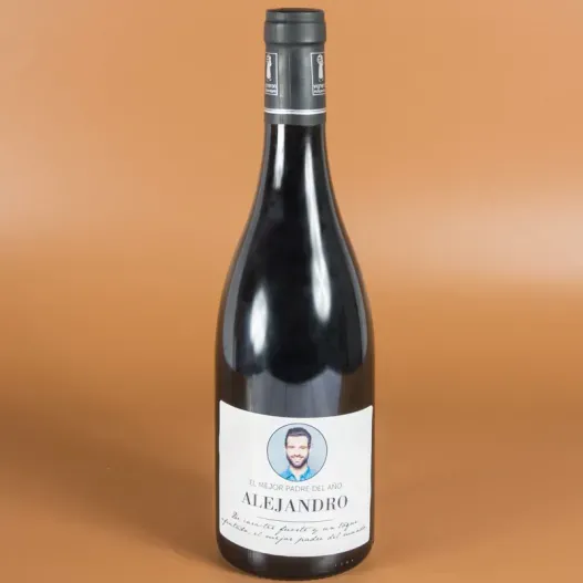 Botella de vino personalizada elegante con foto (Idea de regalo original)