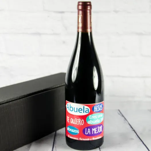 Botella de vino personalizada para abuela (Vista alternativa)