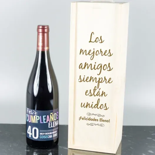 Botella de vino personalizada para cumplea&ntilde;os