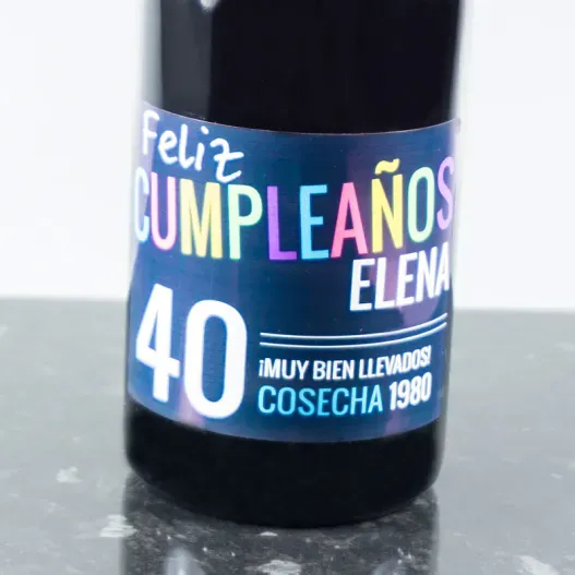 Botella de vino personalizada para cumplea&ntilde;os (Idea de regalo original)