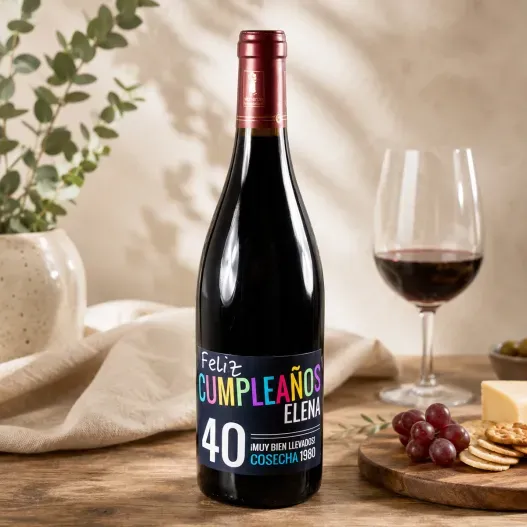 Botella de vino personalizada para cumplea&ntilde;os