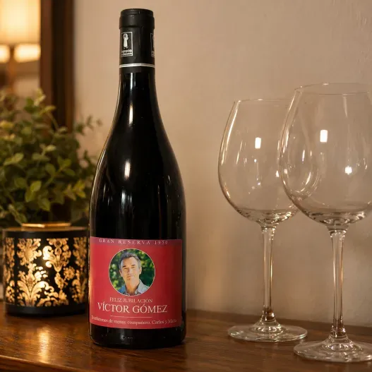 Botella de vino personalizada para jubilaci&oacute;n (Vista alternativa)