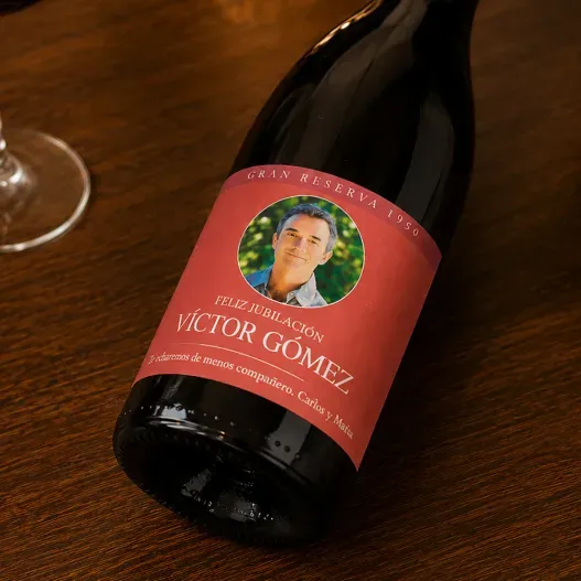 Botella de vino personalizada para jubilaci&oacute;n (Idea de regalo original)