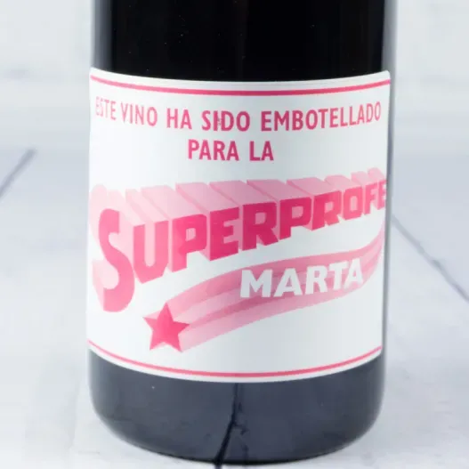 Botella de vino personalizada Superprofe (Vista alternativa)