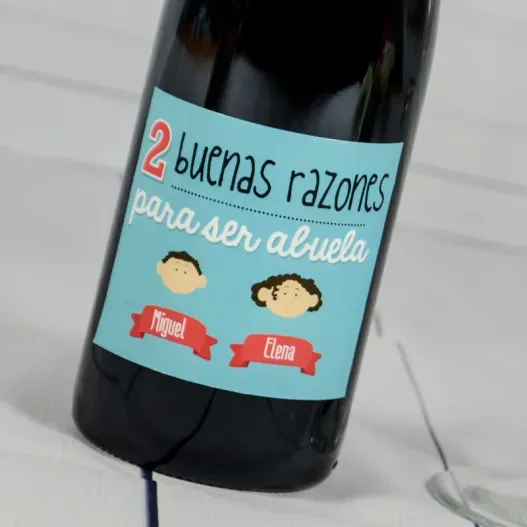 Botella de vino razones para ser abuela (Idea de regalo original)