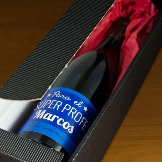 Botella de vino super profe personalizada (Vista alternativa)