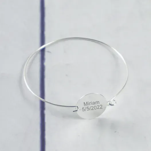 Brazalete de plata 'Comuni&oacute;n' personalizado con texto (Idea de regalo original)