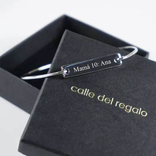 Brazalete de plata personalizado con texto (Idea de regalo original)