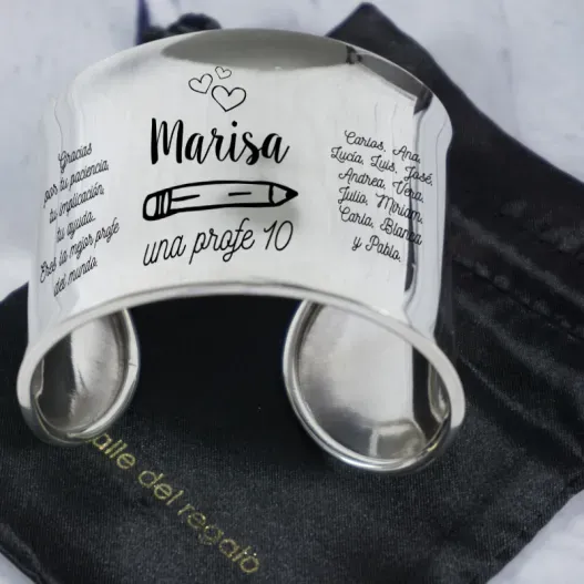 Brazalete de plata divertido personalizado para profe (Vista alternativa)