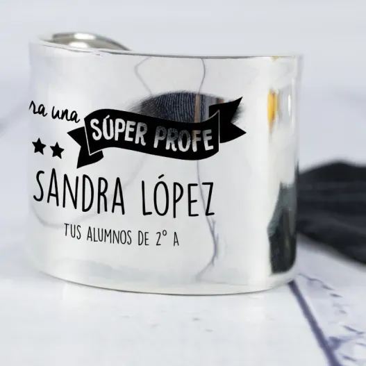 Brazalete de plata personalizado para S&uacute;per Profe (Vista alternativa)