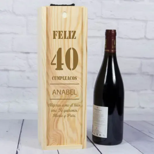 Caja botella de vino cumplea&ntilde;os (Foto de catálogo)