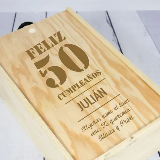Caja botella de vino cumplea&ntilde;os (Idea de regalo original)