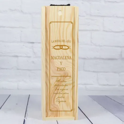 Caja botella de vino especial Bodas (Idea de regalo original)