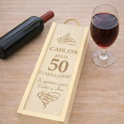 Caja botella de vino especial cumplea&ntilde;os
