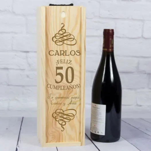 Caja botella de vino especial cumplea&ntilde;os (Foto de catálogo)