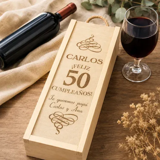 Caja botella de vino especial cumplea&ntilde;os