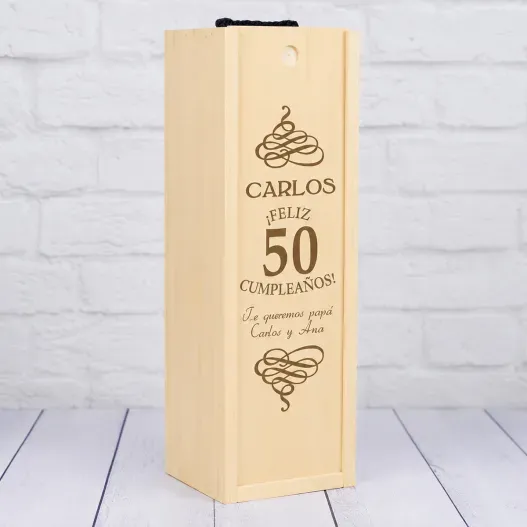 Caja botella de vino especial cumplea&ntilde;os (Detalle de presentación)