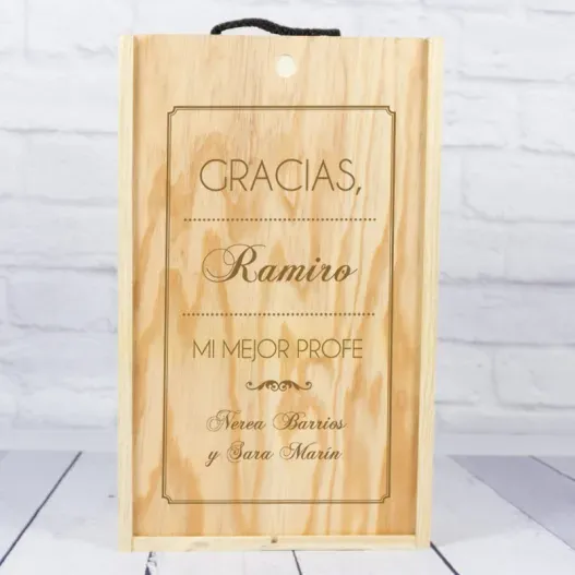 Caja botella de vino Gracias profe (Idea de regalo original)