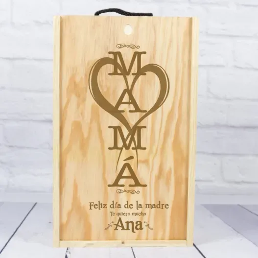 Caja botella de vino MAM&Aacute; personalizada