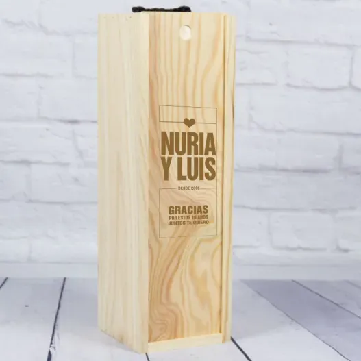 Caja botella de vino para aniversarios (Detalle de presentación)